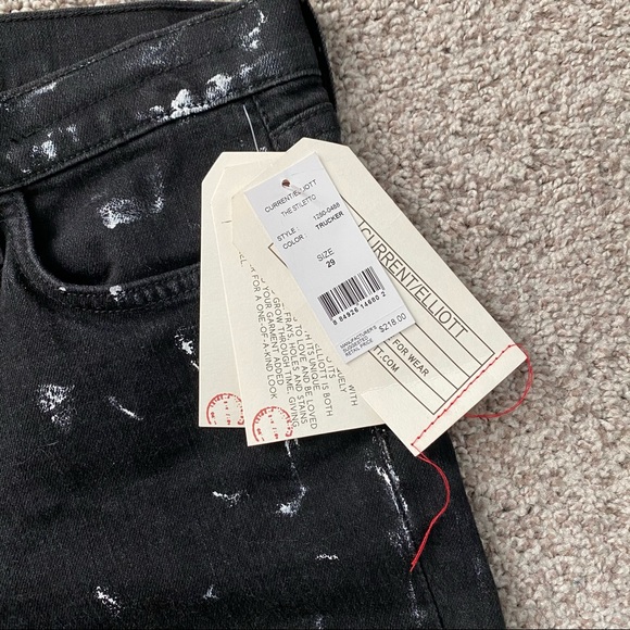 Current/Elliott Black Jeans NWT Trucker Vintage Inspired Skinny Jeans Size 29 - Picture 3 of 16